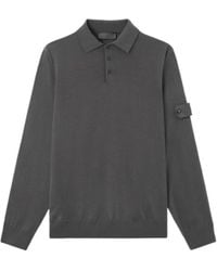Stone Island - Long-Sleeve Polo Jumper With Ribbed Trims - Lyst