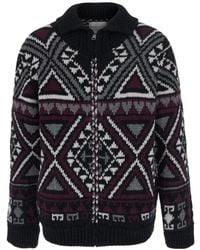 Roberto Collina - Geometric Pattern Zip Cardigan - Lyst