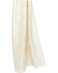 Max Mara - Monogram Jacquard Frayed Edge Scarf - Lyst