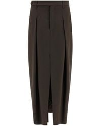 Brunello Cucinelli - Curved Front-Split Midi Skirt - Lyst