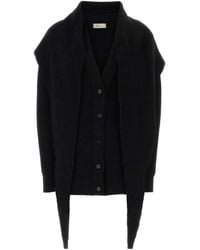 Blumarine - Ribbed-Knit Sailor-Collar Buttoned Cardigan - Lyst