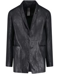 Rick Owens - Single-Breasted Leather Jacket - Lyst