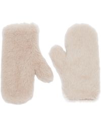 Max Mara - Ombrato Teddy Neck Strap Mittens - Lyst
