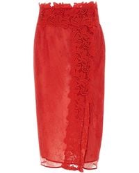 Blumarine - Floral Embroidered Lace Midi Skirt - Lyst