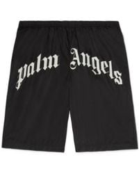 Palm Angels - Curved Logo Elastic Waist Swim Shorts - Lyst