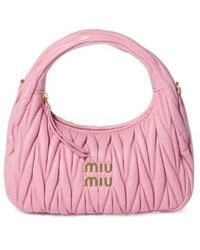 Miu Miu - Wander Matelassé Nappa Leather Hobo Bag - Lyst