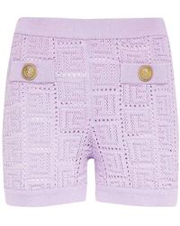 Balmain - Monogram Mesh Knitted Shorts - Lyst