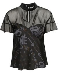 Sacai - Graffiti Print Tulle Blouse - Lyst