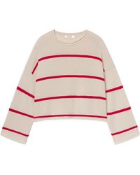 FRAME - Rolled Hem Striped Knitted Sweater - Lyst