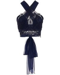 Alberta Ferretti - Lace-Detailed Cropped Top - Lyst