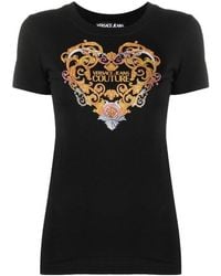 Versace Jeans Couture - Heart Motif Logo Cotton T-Shirt - Lyst