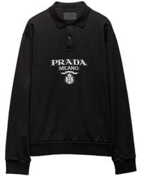 Prada - Long-Sleeved Cotton Polo Shirt - Lyst