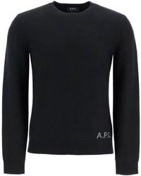 A.P.C. - Edward Logo Intarsia-Knit Crewneck Jumper - Lyst