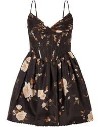 Zimmermann - Floral-Print Linen And Silk-Blend Corset Mini Dress - Lyst