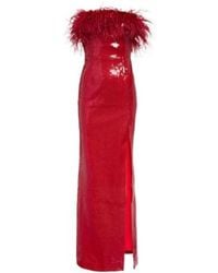 Rebecca Vallance - Nika Sequined Feather-Trimmed Gown - Lyst