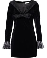 Nina Ricci - Lace-Trimmed Cotton Velvet Minidress - Lyst