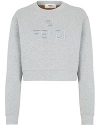 Fendi - Logo Embroidered Crewneck Sweatshirt - Lyst
