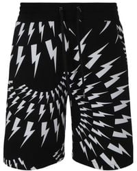 Neil Barrett - Thunderbolt-Print Deck Shorts - Lyst