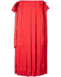 Simone Rocha - Pleated Sheer Satin Midi Skirt - Lyst