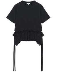 McQueen - Lace-Trimmed T-Shirt - Lyst