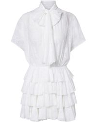 Norma Kamali - Lauren Semi-Sheer Tiered Lace Minidress - Lyst
