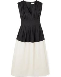 Sea - Nicola Two-Tone Pintucked Ramie Midi Dress - Lyst
