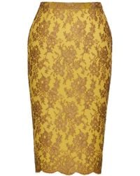 Saint Laurent - Lace Midi Skirt - Lyst