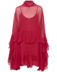 Chloé - Chloé Sheer Detailed Ruffled Dress - Lyst