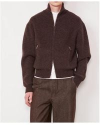 Officine Generale - Zip-Up Ribbed Knit Cardigan - Lyst
