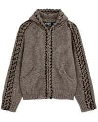 OPEN YY Appliqué Zipup Sweatshirt in Black | Lyst