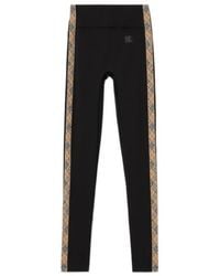 Burberry - Check Trim Stretch Nylon Leggings - Lyst