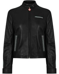 CASABLANCA - Logo Zip-Up Leather Jacket - Lyst