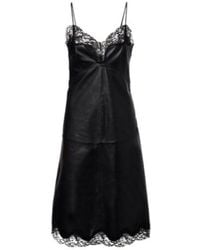 Magda Butrym - Lace-Trimmed Leather Midi Dress - Lyst