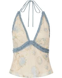 SIR. - Cecile Ruffled Printed Chiffon Halter Top - Lyst