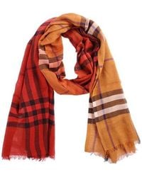 Burberry - Checkered Detail Scarf - Lyst