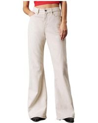 Calvin Klein - Relaxed Flared Linen Blend Jeans - Lyst
