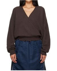 OPEN YY - Wool-Blend Crossover Wrap-Style Knit Sweater - Lyst