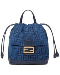 Fendi - Flocked Ff Denim Backpack - Lyst