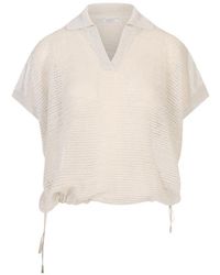 Peserico - Short-Sleeved V-Neck Top - Lyst
