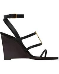 Saint Laurent - Cassandra Logo Plaque Sandals - Lyst