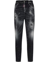 DSquared² - Logo-Patch Distressed Tapered Jeans - Lyst