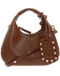 Ganni - Stud-Embellished Mini Hobo Bag - Lyst