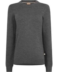BOSS - Minimal Crewneck Longsleeve Knit Top - Lyst