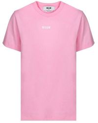MSGM - Logo Printed Crewneck T-Shirt - Lyst