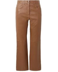 JOSEPH - Duke Cropped Leather Flared Pants - Lyst