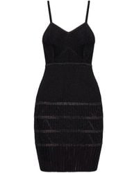 Balmain - Ribbed V-Neck Mini Dress - Lyst