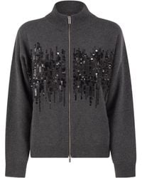 Peserico - Sequined Zip-Up Cardigan - Lyst