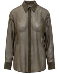 Ferragamo - Ferragamo Monogrammed Semi-Sheer Shirt - Lyst