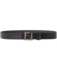 Fendi - Leather And Ff Canvas Reversible Belt - Lyst