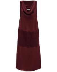 Ferragamo - Silk Dress With Drape Detail - Lyst